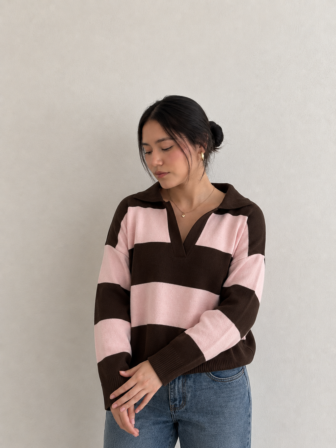 SWEATER VALENTINA MARRON/ROSADO