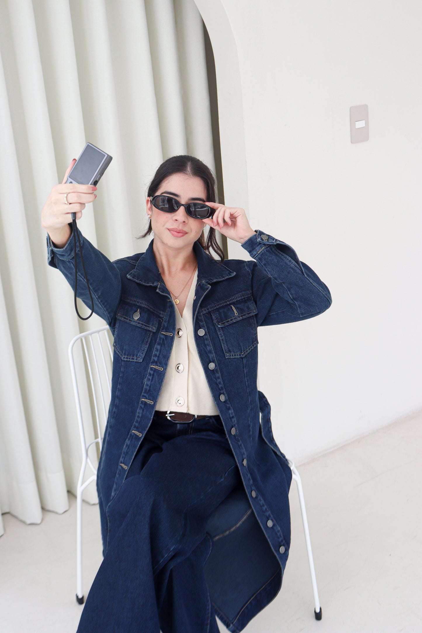 Gabardina denim Azul Oscuro