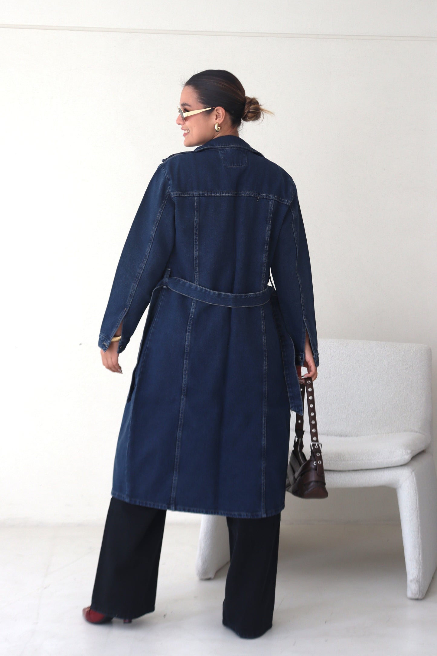 Gabardina denim Azul Oscuro