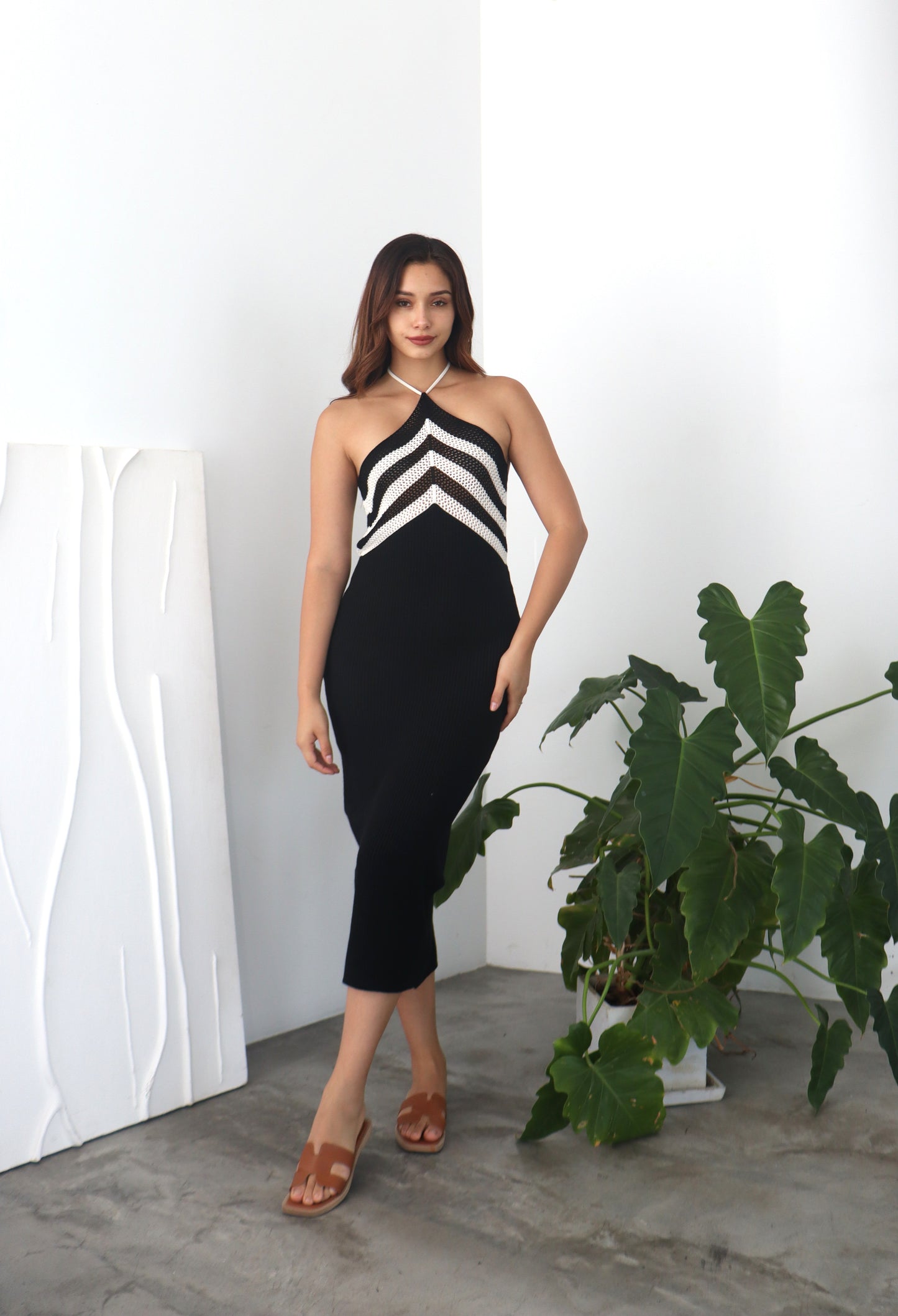 Vestido Vera Negro con Blanco