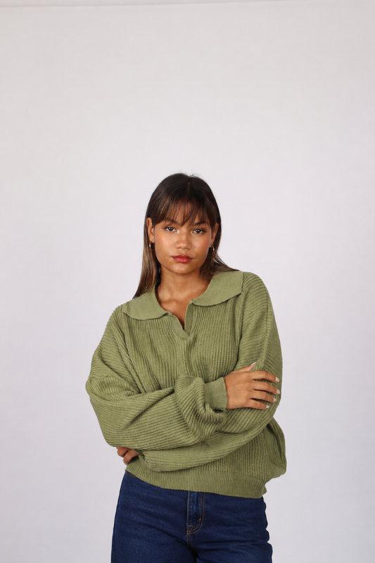 Sweater Camisero Verde Oliva