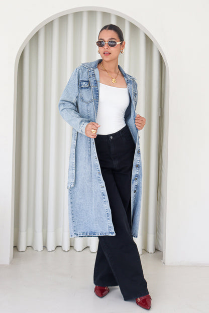 Gabardina denim Azul Celeste
