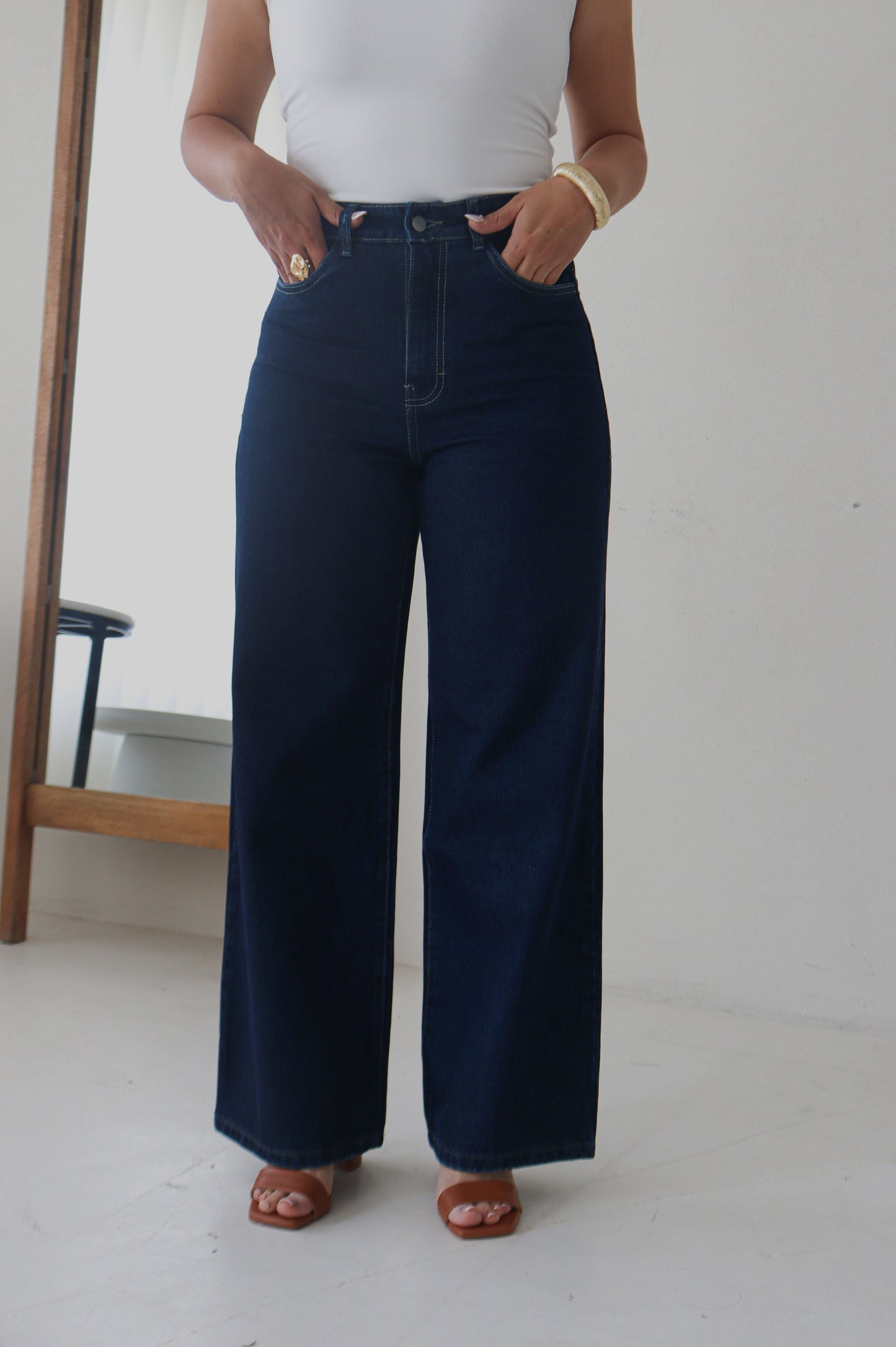 Pantalón Wide Leg Azul Oscuro