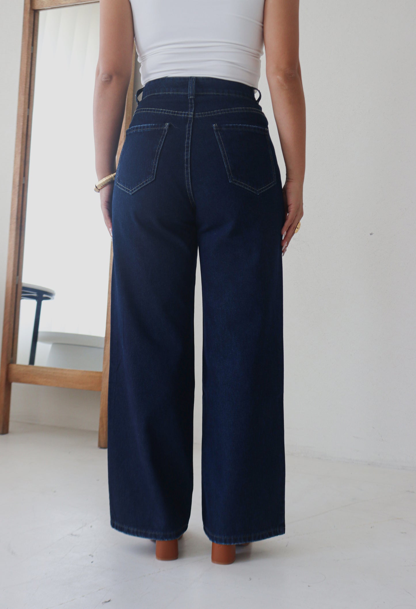Pantalón Wide Leg Azul Oscuro