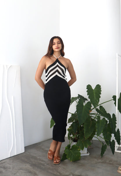 Vestido Vera Negro con Blanco