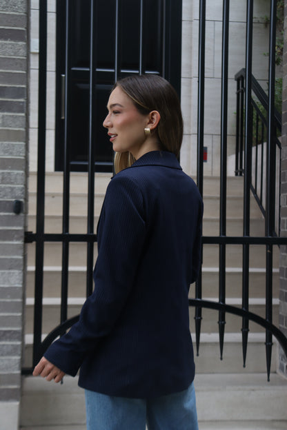 Blazer Lino Vittoria Azul Marino