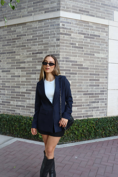 Blazer Lino Vittoria Azul Marino