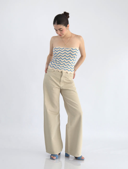 Pantalón Wide Leg Beige